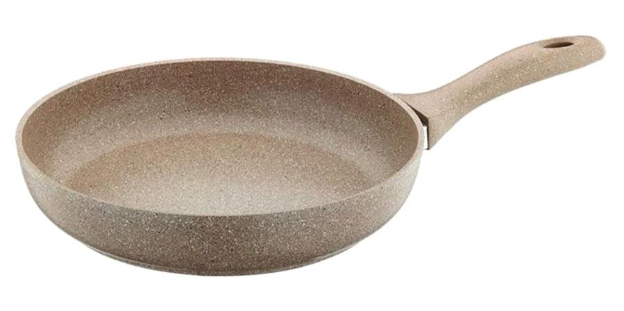 Saflon Plastik Saplı Alüminyum 32 cm Düz Tava Bej