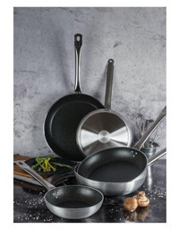 Viyalente Horeca Metal Saplı Alüminyum 30 cm Düz Tava Gri