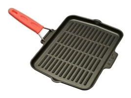 Lava Pratik Plastik Saplı Döküm 21x30 cm Grill Tava Siyah