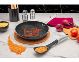 Evimsaray Zest Gusto Metal Saplı Granit 34 cm Düz Tava Gri