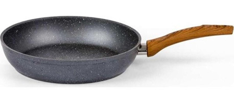 Özkent Ahşap Saplı Granit 26 cm Düz Tava Gri