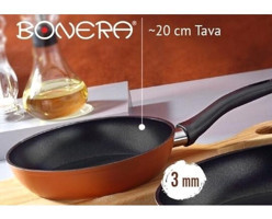 Bonera Plastik Saplı Granit 20 cm Düz Tava Kahverengi