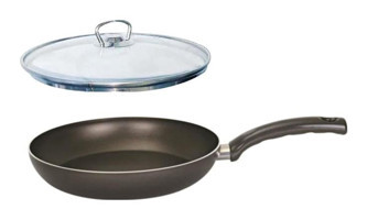 Mehtap Kapaklı Plastik Saplı Granit 26 cm Düz Tava Siyah
