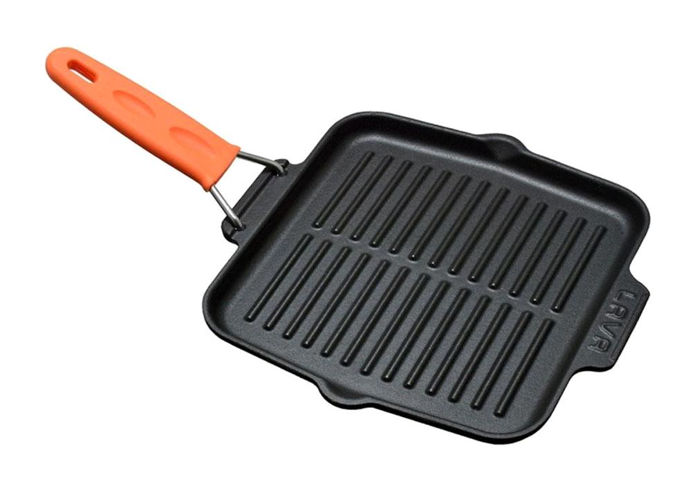 Lava Silikon Saplı Döküm 21x21 cm Grill Tava Turuncu
