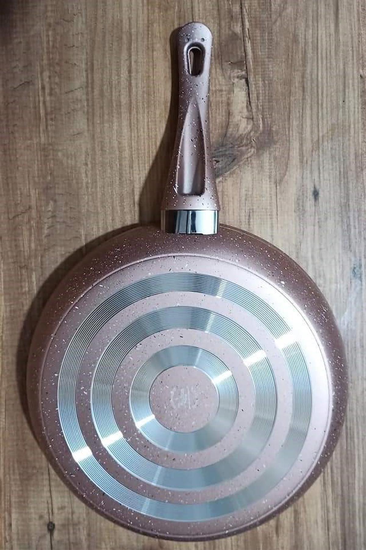 Sultan Ezme Granit Saplı Granit 30 cm Düz Tava Pembe