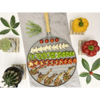 Amboss Topaz Ahşap Saplı Döküm 32 cm Grill Tava Gri