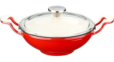 Lava Mini Kapaklı Döküm 16 cm Wok Tava Turuncu