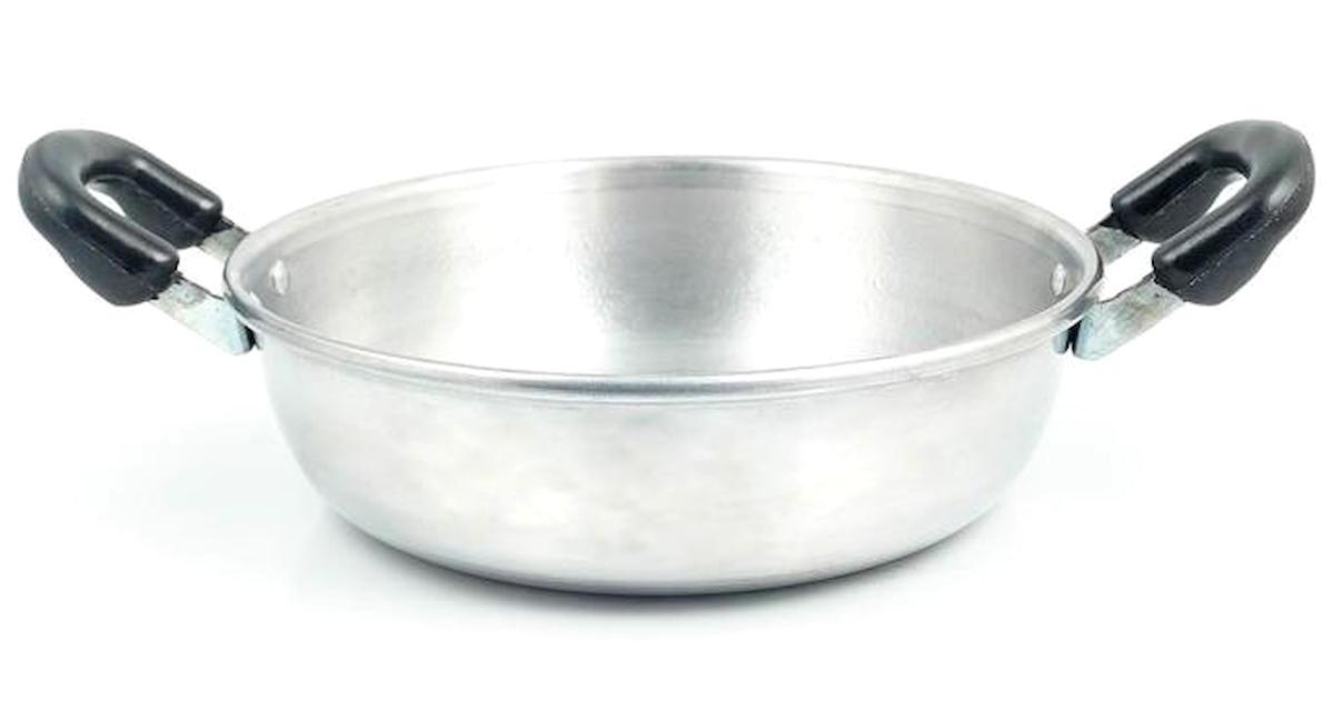 Çanak Sepeti Plastik Saplı Alüminyum 26 cm Sahan Tava Gri