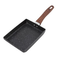 Jenngaoo Tamagoyaki Ahşap Saplı Alüminyum 13.5x18.5 cm Omlet Tava Siyah
