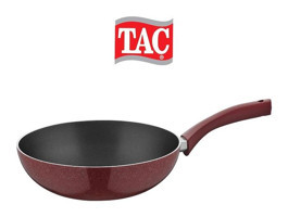 Taç TT-1150 Plastik Saplı Granit 28 cm Wok Tava Kırmızı
