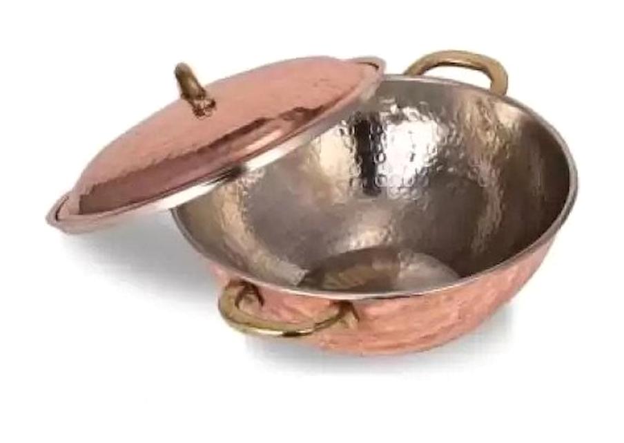 Turna Bakır Kapaklı Bakır 25 cm Wok Tava