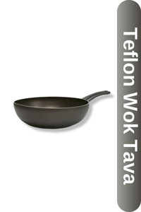 Viyalente Onyx Plastik Saplı Alüminyum 24 cm Wok Tava Siyah
