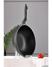 Taç Valeriya T4786 Plastik Saplı Döküm 28 cm Wok Tava Siyah