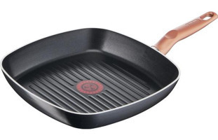 Tefal Express Ahşap Saplı Titanyum 26x26 cm Grill Tava Siyah