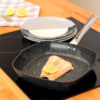 Neva Bitter Pro N3114 Kare Çelik Saplı Granit 28 cm Grill Tava Siyah