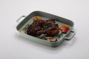 Primanova Dikdörtgen Döküm Saplı Alüminyum 28 cm Grill Tava Gri