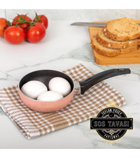 Kaktüskedi Mini Plastik Saplı Teflon 12 cm Sos Tava Krem