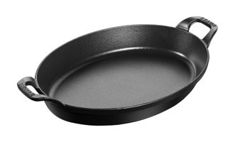 Staub Oval Döküm Saplı Döküm 28 cm Sahan Tava Siyah