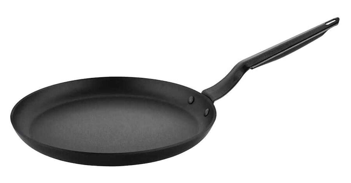 Horeca Plastik Saplı Paslanmaz Çelik 30 cm Krep Tava Siyah