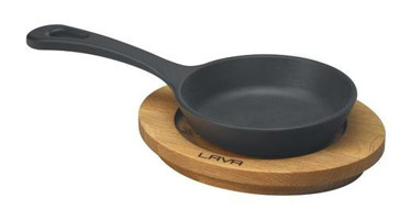 Lava Ahşap Altlıklı Döküm 12 cm Düz Tava Siyah