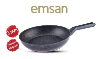 Emsan Beta Plastik Saplı Granit 24 cm Düz Tava Gri