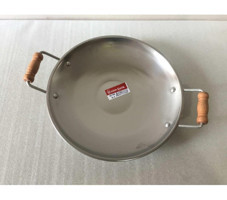 Mobilreyon No:2 Ahşap Saplı Çelik 32 cm Saç Tava Gri