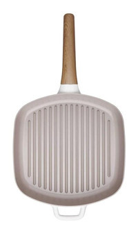 Korkmaz Gusto A2985 Ahşap Saplı Seramik 28x28 cm Grill Tava Krem