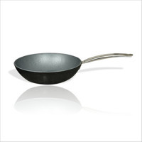 M3 Decorium Çelik Saplı Granit 28 cm Wok Tava Siyah