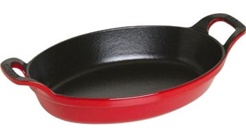 Staub Oval Döküm Saplı Emaye 24 cm Sahan Tava Kırmızı