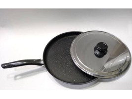 Abntürk Kapaklı Plastik Saplı Çelik 31 cm Balık Tava Siyah