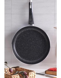 Znp Home Sanat Lüx Granit Saplı Alüminyum 22 cm Düz Tava Siyah