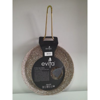 Evita Metal Saplı Granit 26 cm Düz Tava Kahverengi