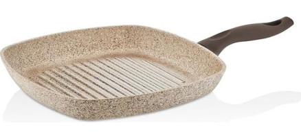 Falez Granitec Kare Plastik Saplı Alüminyum Döküm 28 cm Grill Tava Krem