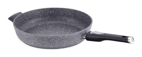 Korkmaz Palma A3927 Plastik Saplı Granit 30 cm Düz Tava Gri
