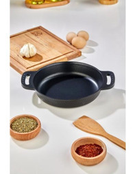 Cooker Lüks Kristal Serisi Döküm Saplı Granit 18 cm Sahan Tava Siyah