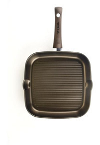 İlla Olivilla Extra Kare Plastik Saplı Döküm 28 cm Grill Tava Siyah