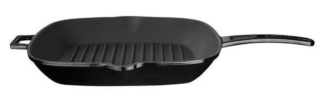 Lava Kare Metal Saplı Döküm 28x28 cm Grill Tava Siyah