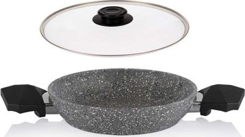 Schafer Kapaklı Plastik Saplı Alüminyum 22 cm Sahan Tava Gri