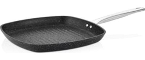 Falez Black Line Kare Çelik Saplı Alüminyum Döküm 28 cm Grill Tava Siyah