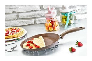 Saflon Plastik Saplı Alüminyum 24 cm Krep Tava Kahverengi