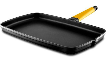 Castey Classic Dikdötgen Plastik Saplı Alüminyum 40 cm Düz Tava Gri