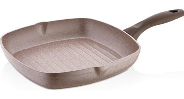 Papilla Vilma Kare Plastik Saplı Alüminyum 28 cm Grill Tava Krem