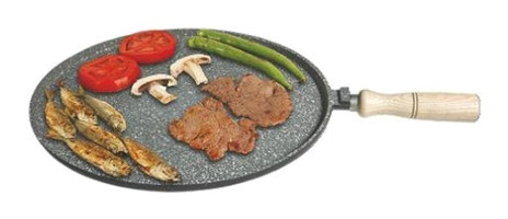 Cansuyu Kale Ahşap Saplı Alüminyum Döküm 36 cm Gözleme Tava Gri