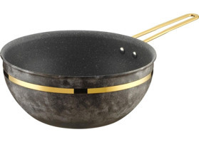 Brioni Royal Stone Metal Saplı Alüminyum 26 cm Wok Tava Gri