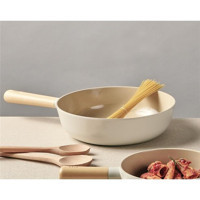 Qalitte Neoflam Fika Ahşap Saplı Döküm 26 cm Wok Tava Krem