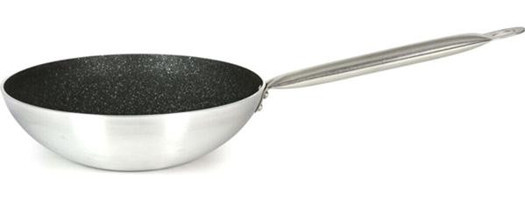 Viyalente Horeca Metal Saplı Alüminyum 24 cm Wok Tava Gri