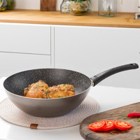 Cem Pratiko Plastik Saplı Alüminyum 28 cm Wok Tava Gri