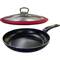 Mehtap Kapaklı döküm Saplı Teflon 24 cm Düz Tava Kırmızı