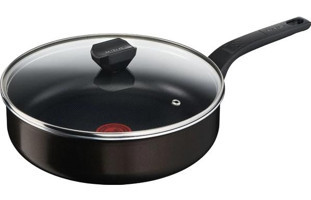 Tefal 1X SimplyClean B56732 Plastik Saplı Titanyum 24 cm Düz Tava Siyah