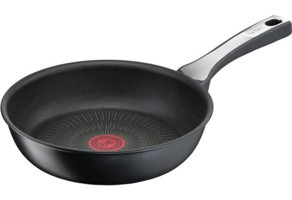 Tefal 6X Unlimitedone Plastik Saplı Titanyum 20 cm Düz Tava Siyah
